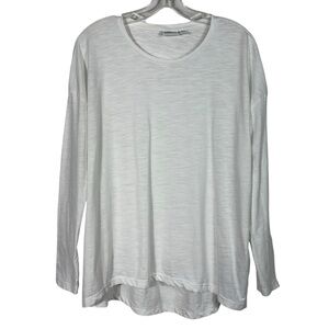 Noisy May White Cotton Blend Lightweight Burnout Relaxed Fit Long Sleeve T-Shirt